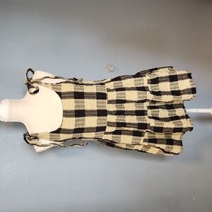 Asos gingham plaid bow tie pleated textured mini dress